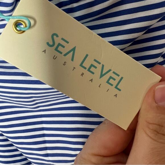 New Sea Level Australia Blue White Stripe Square Neck Swimsuit Women's Size 4 - Picture 3 of 6